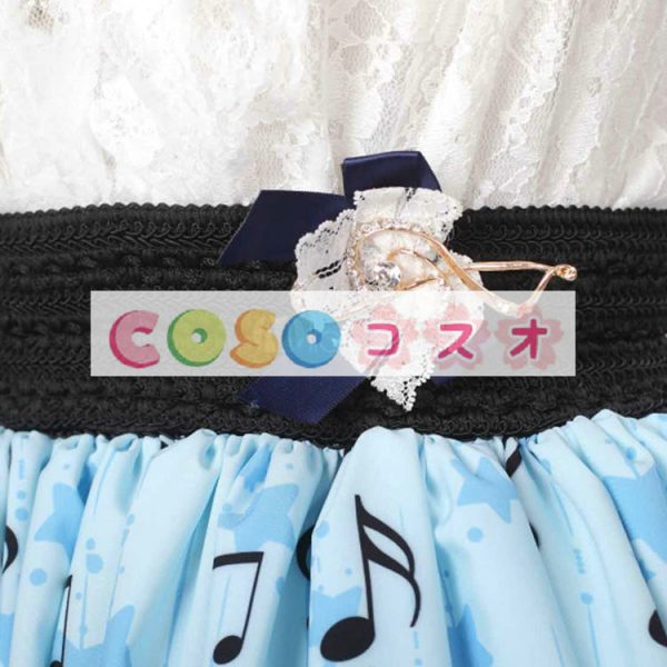 ロリータ服　スカート　ブルー　スィート　プリント　レース　 ―Lolita0425