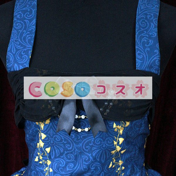 ロリータ服，ジャンパースカート　ブルー　新作　プリント柄　スィート　編み上げタイプ　高品質 ―Lolita0528