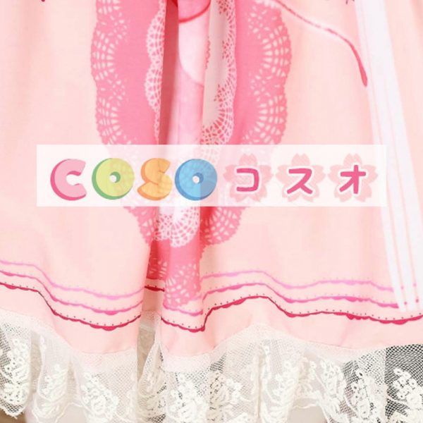 ロリータ服　スカート　ピンク　プリント柄　レース付き　 ―Lolita0550