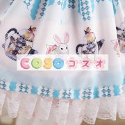ロリータ服　スカート　ブルー　スィート　可愛い　新作　プリント　レース　 ―Lolita0551 4