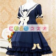 ロリータ服　ワンピース　チュニック　ドレス　シフォン　可愛い　半袖　折り襟　リボン　パーティー　 ―Lolita0552 4