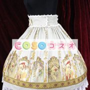 ロリータ服，スカート　スィート　新作　ハイウエスト　プリント柄　レース付き　編み上げ　 ―Lolita0554 4