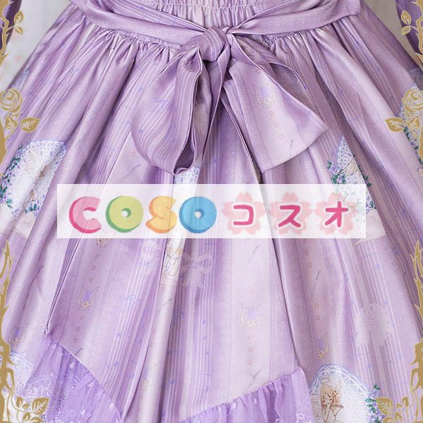 ロリータ服　ワンピース　ボディコン　リボン柄　ドレス　シルクライク　可愛い　長袖　折り襟　編み上げ　カジュアル　 ―Lolita0627
