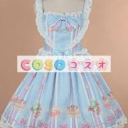 ロリィタジャンパースカート　パーティー　可愛い　合成繊維　プリント柄　リボン　 ―Lolita0646 4