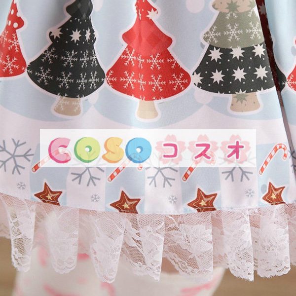 ロリータ服　スカート　ブルー　人気　スィート　プリント　レース　 ―Lolita0652