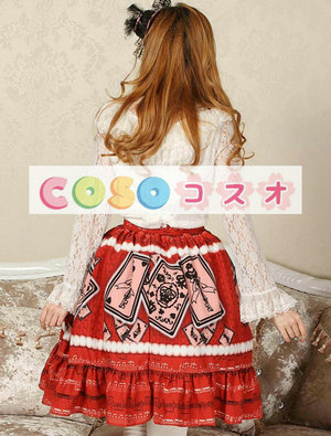 エレガントな赤レース ゴスロリ スカートを印刷 ―Lolita0679