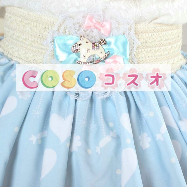 ロリータ服　スカート　ブルー　スィート　プリント　レース　イースターエッグ ―Lolita0716