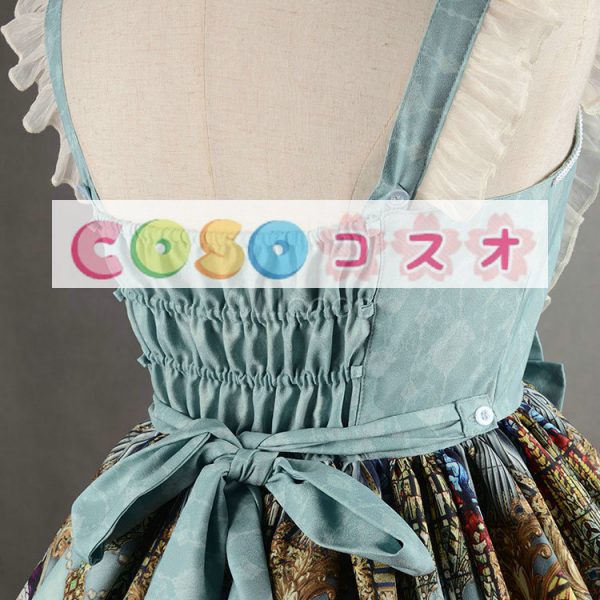 ロリィタジャンパースカート　リボン　可愛い　合成繊維　パーティー　プリント柄　 ―Lolita0733