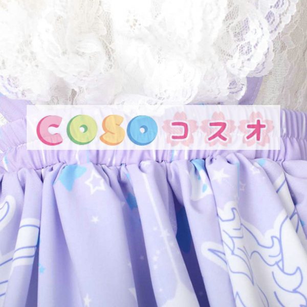 ロリータ服　スカート　スィート　ポリエステル　プリント　ブルー　カジュアル　 ―Lolita0004
