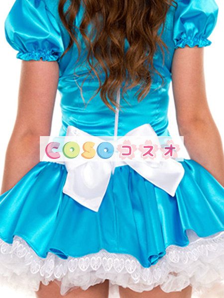 コスチューム衣装　女性用　合成繊維　大人用　ハロウィーン　ミニドレス&ヘッドギア　ブルー　―festival-0163