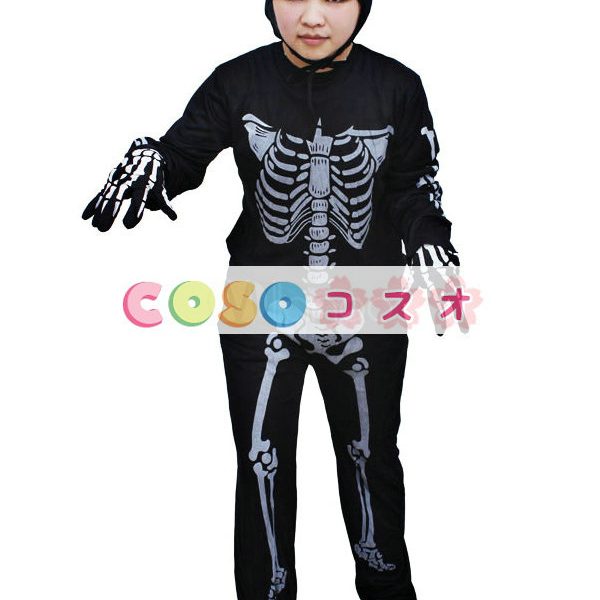 ハロウィングッズ　スケルトン　ブラック　男女兼用　合成繊維　ハロウィーン　大人用　ジャンプスーツ　―festival-0406