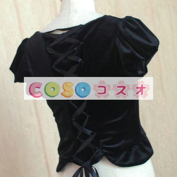 ロリータ服　ワンピース　ブラック　ドレス　ベルベット　半袖　 ―Lolita0133