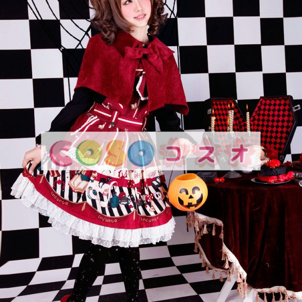 ロリータ服，全２色　スカート　スィート　プリント柄　高品質　レース付き ―Lolita0185