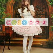 ロリータスカート，ピンク　リボン　ティアド　スィート　綿混紡　 ―Lolita0326 5