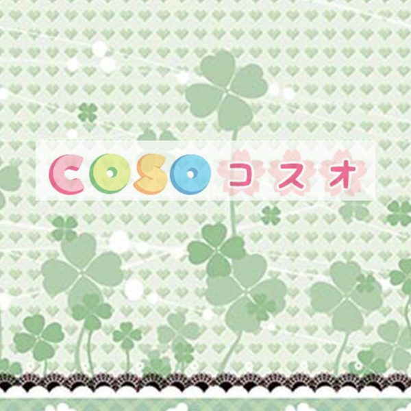ロリータ服　スカート　グラスグリーン　スィート　プリント　レース　クローバー ―Lolita0386