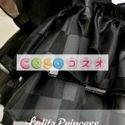 ロリータ服　ワンピース　ブラック　格子縞　ドレス　ポプリン　スィート　ルーシュ　カジュアル　 ―Lolita0393 5