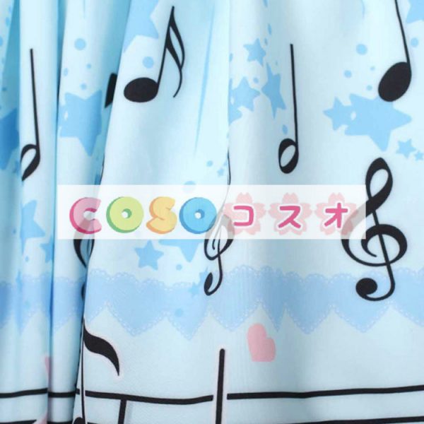 ロリータ服　スカート　ブルー　スィート　プリント　レース　 ―Lolita0425