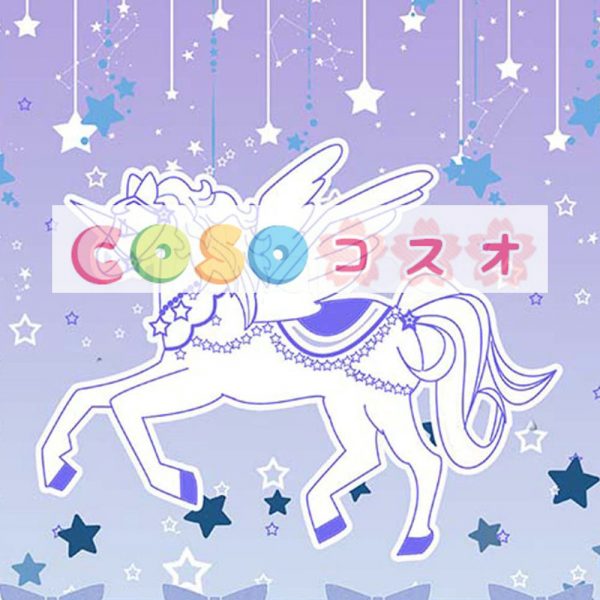 ロリータ服　スカート　ブルー　スィート　プリント　レース　一角獣 ―Lolita0484