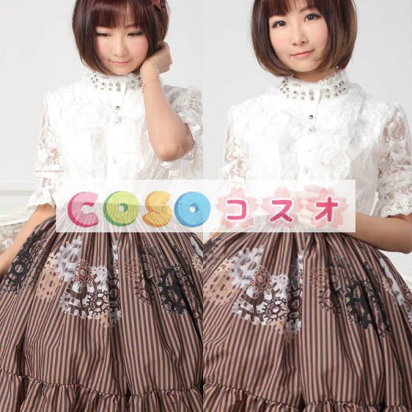 ロリータ服　スカート　チョコレート　スィート　プリント　レース　 ―Lolita0595