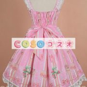 ロリィタジャンパースカート　パーティー　可愛い　合成繊維　プリント柄　リボン　 ―Lolita0646 5